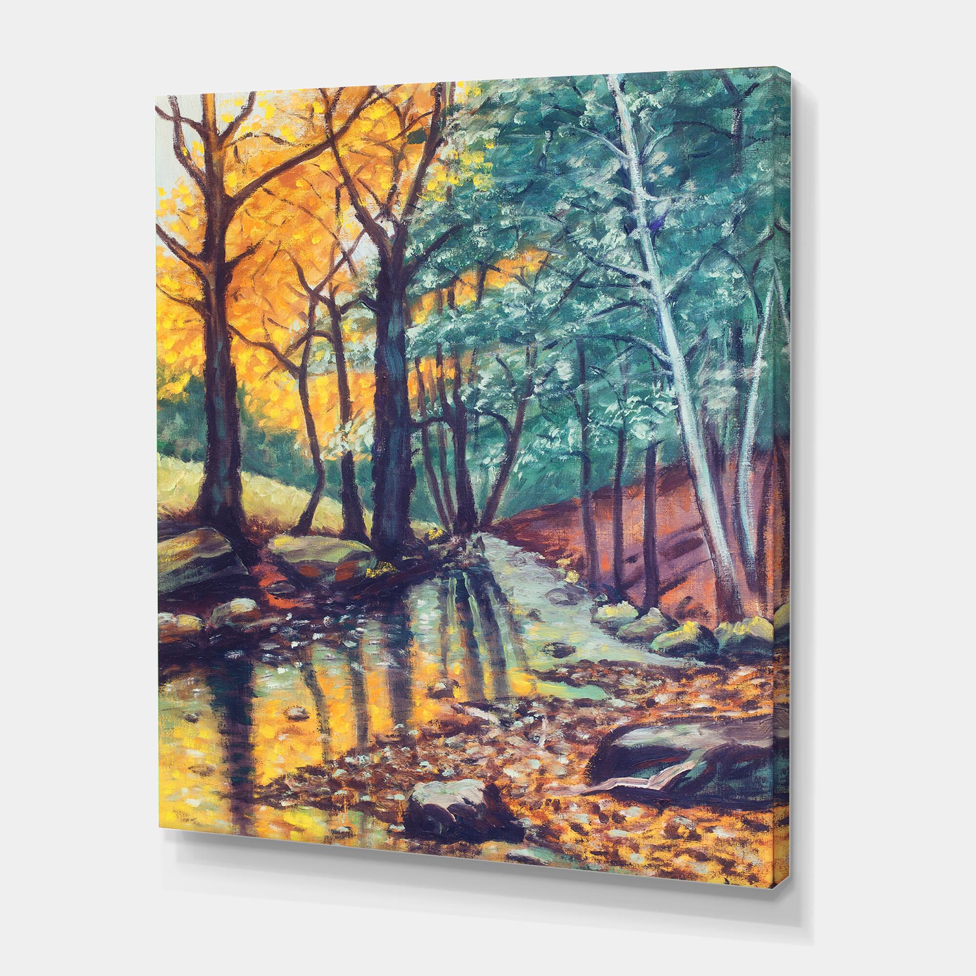Designart - Landscape With River In Autumn Forest Sunset